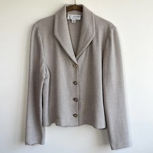 St John Collection Beige Tweed Stretch Blazer 10